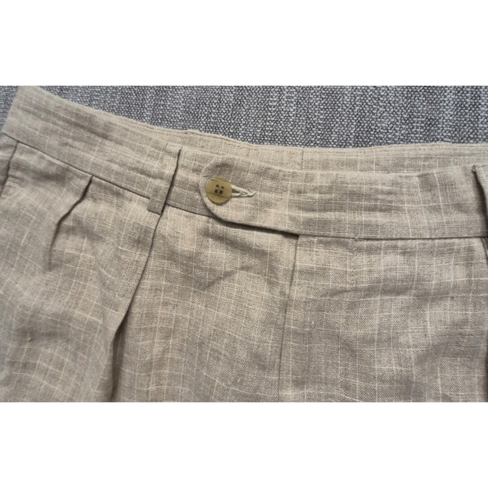 Harold Powell mens tan khaki 100% linen dress shorts sz. 33 preppy pleated front - Picture 7 of 12